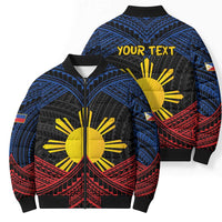 Personalized Philippines Bomber Puffer Jacket Polynesian Tribal Tattoo with Filipino Flag Motif LT9 - Polynesian Pride