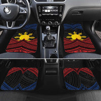 Personalized Philippines Car Mats Polynesian Tribal Tattoo with Filipino Flag Motif LT9 Set 4pcs Black - Polynesian Pride