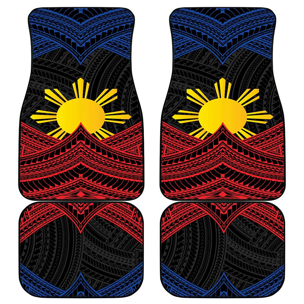 Personalized Philippines Car Mats Polynesian Tribal Tattoo with Filipino Flag Motif LT9 - Polynesian Pride