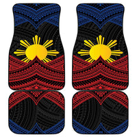 Personalized Philippines Car Mats Polynesian Tribal Tattoo with Filipino Flag Motif LT9 - Polynesian Pride