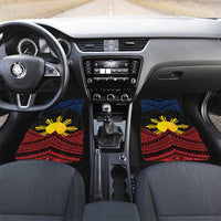 Personalized Philippines Car Mats Polynesian Tribal Tattoo with Filipino Flag Motif LT9 Set 2pcs - Front Black - Polynesian Pride
