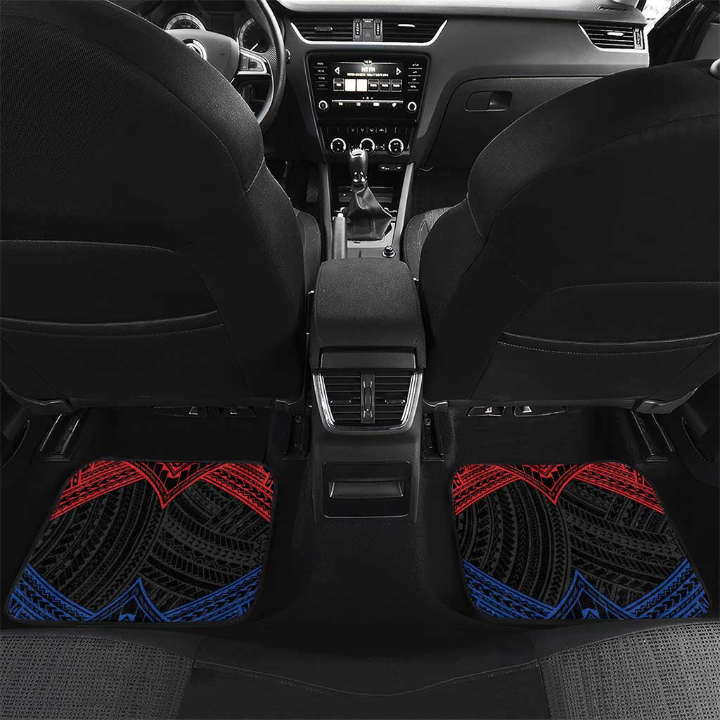 Personalized Philippines Car Mats Polynesian Tribal Tattoo with Filipino Flag Motif LT9 Set 2pcs - Back Black - Polynesian Pride