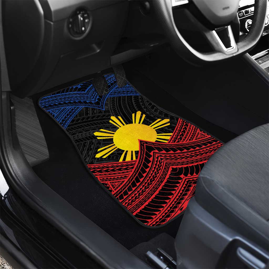 Personalized Philippines Car Mats Polynesian Tribal Tattoo with Filipino Flag Motif LT9 - Polynesian Pride