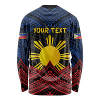 Personalized Philippines Long Sleeve Shirt Polynesian Tribal Tattoo with Filipino Flag Motif LT9 - Polynesian Pride