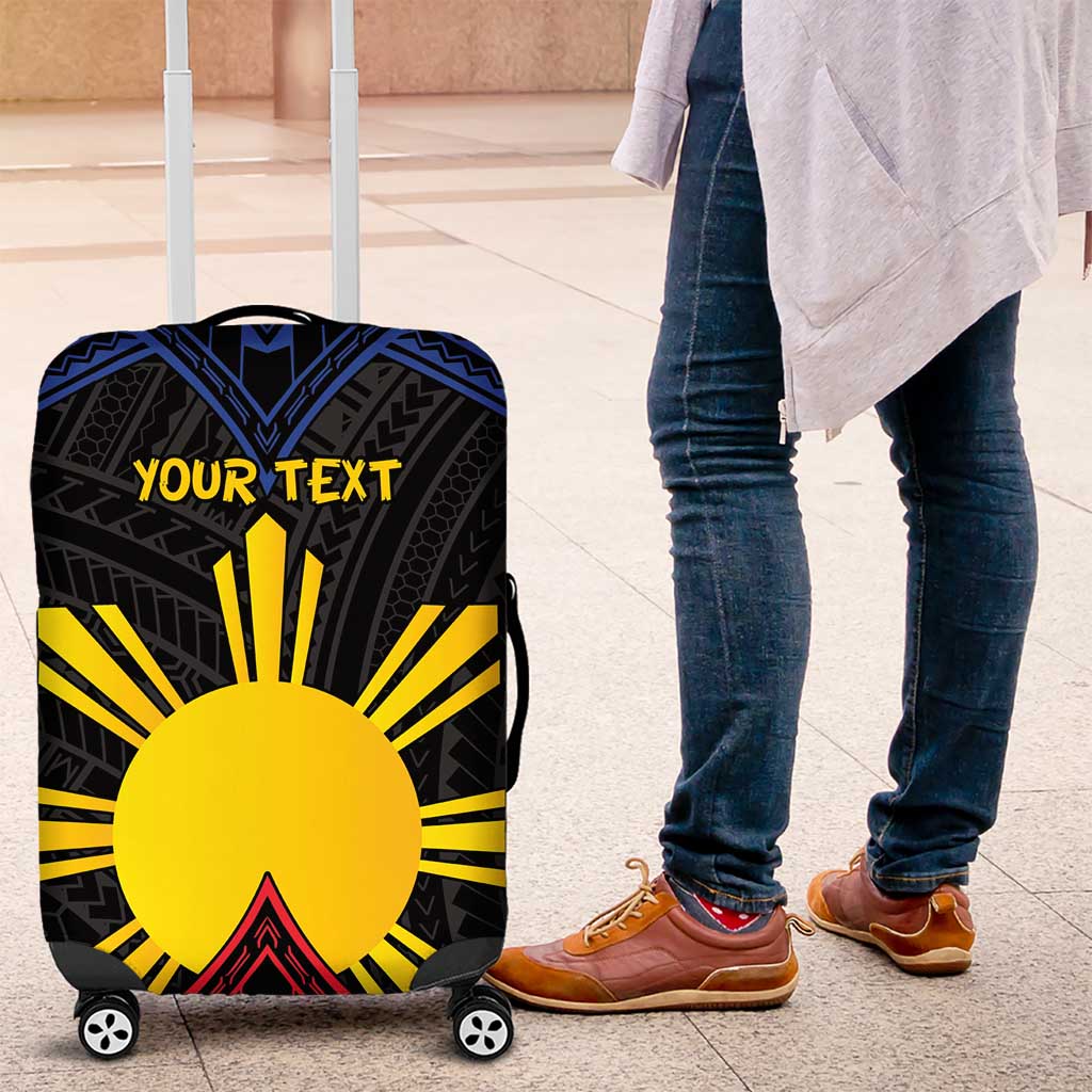 Personalized Philippines Luggage Cover Polynesian Tribal Tattoo with Filipino Flag Motif LT9 Black - Polynesian Pride