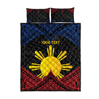 Personalized Philippines Quilt Bed Set Polynesian Tribal Tattoo with Filipino Flag Motif LT9 - Polynesian Pride
