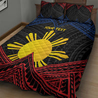 Personalized Philippines Quilt Bed Set Polynesian Tribal Tattoo with Filipino Flag Motif LT9 - Polynesian Pride