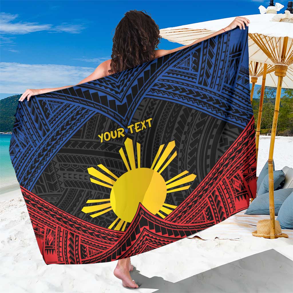 Personalized Philippines Sarong Polynesian Tribal Tattoo with Filipino Flag Motif LT9 One Size 44 x 66 inches Black - Polynesian Pride