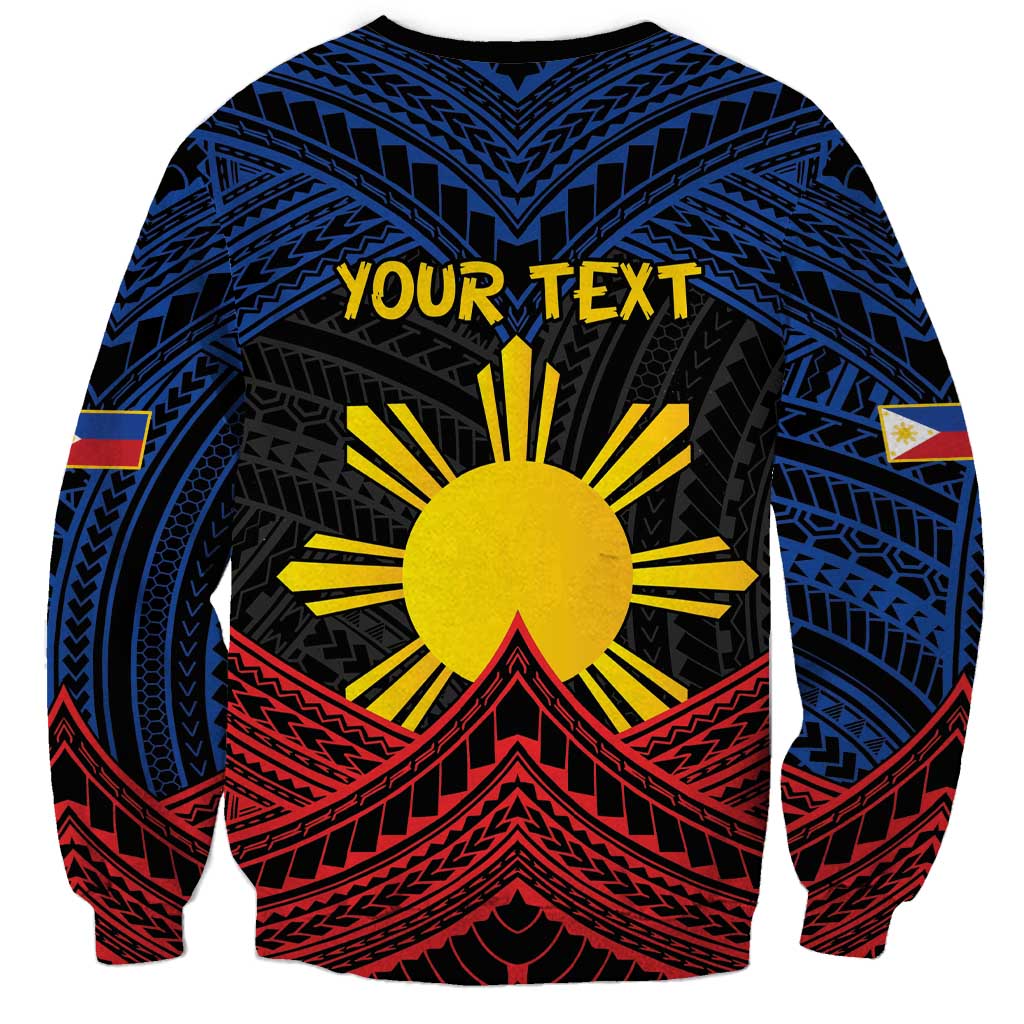 Personalized Philippines Sweatshirt Polynesian Tribal Tattoo with Filipino Flag Motif LT9 - Polynesian Pride
