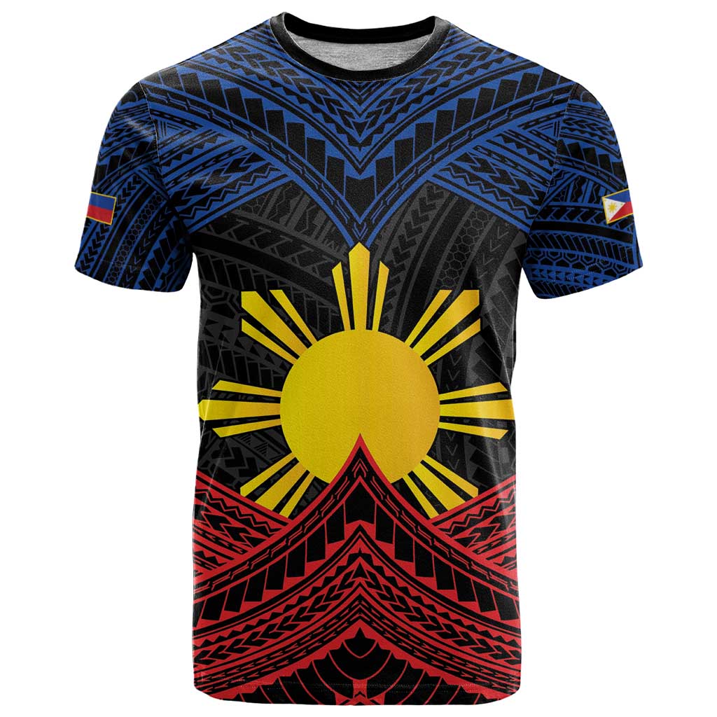 Personalized Philippines T Shirt Polynesian Tribal Tattoo with Filipino Flag Motif LT9 Black - Polynesian Pride