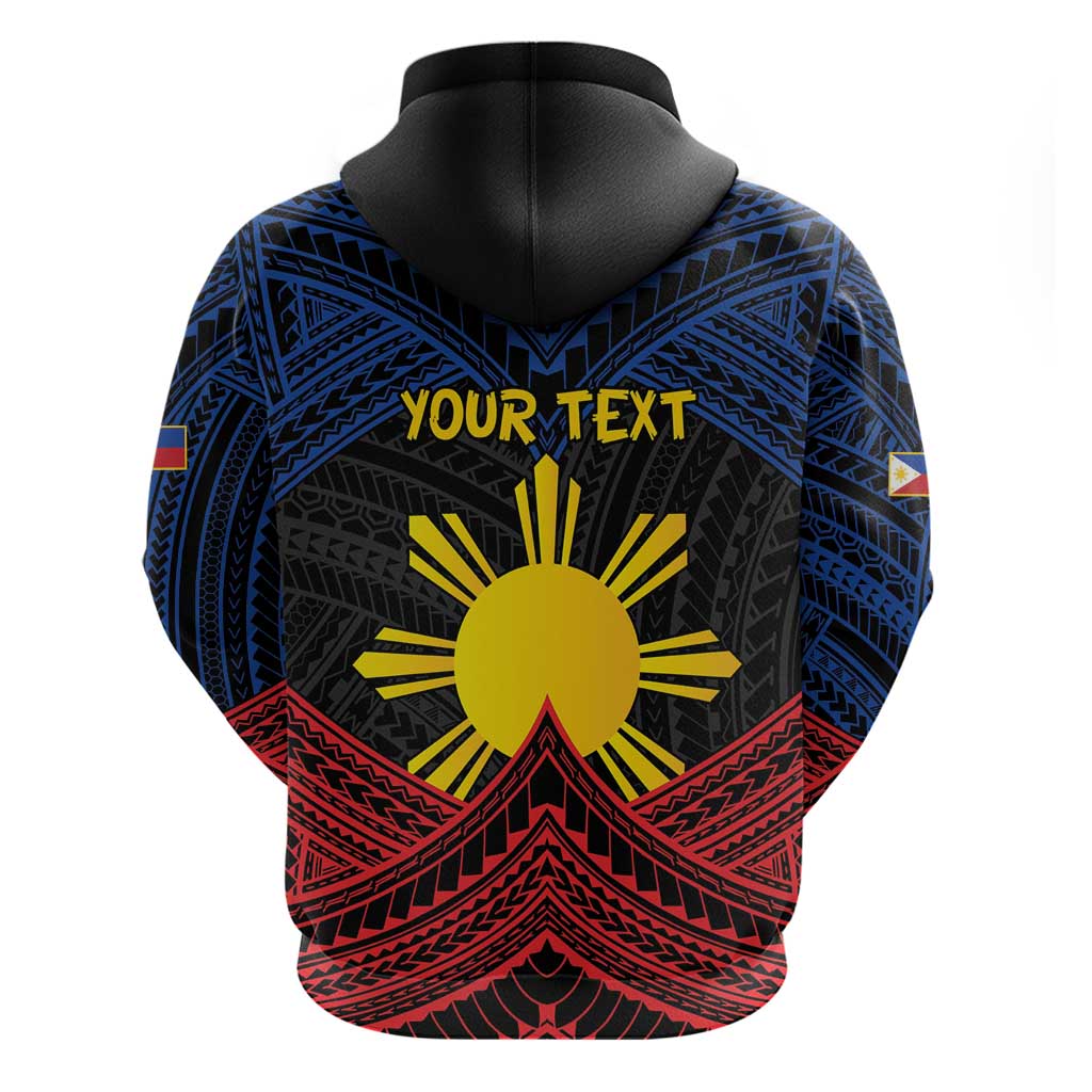 Personalized Philippines Zip Hoodie Polynesian Tribal Tattoo with Filipino Flag Motif LT9 - Polynesian Pride