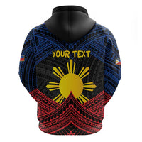 Personalized Philippines Zip Hoodie Polynesian Tribal Tattoo with Filipino Flag Motif LT9 - Polynesian Pride