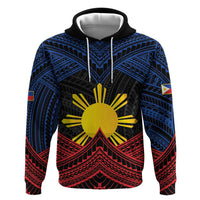 Personalized Philippines Zip Hoodie Polynesian Tribal Tattoo with Filipino Flag Motif LT9 Pullover Hoodie Black - Polynesian Pride