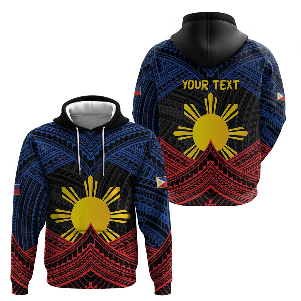 Personalized Philippines Zip Hoodie Polynesian Tribal Tattoo with Filipino Flag Motif LT9 - Polynesian Pride