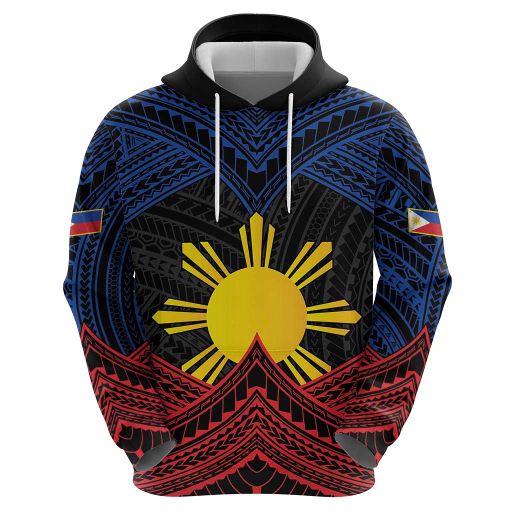 Personalized Philippines Zip Hoodie Polynesian Tribal Tattoo with Filipino Flag Motif LT9 - Polynesian Pride
