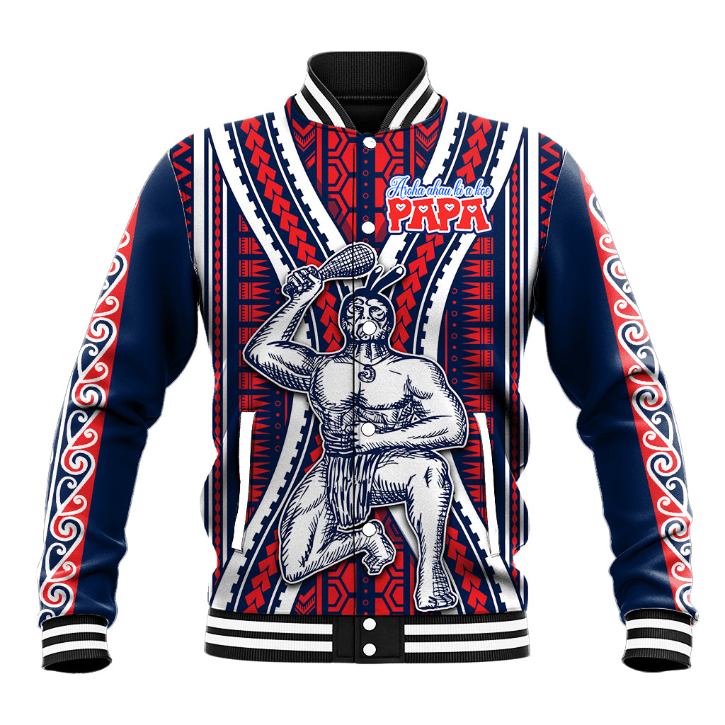 Aotearoa Father's Day Gift For Dad Baseball Jacket Aroha Ahau Ki A Koe Papa - Maori Style Pattern LT9 Unisex Red - Polynesian Pride