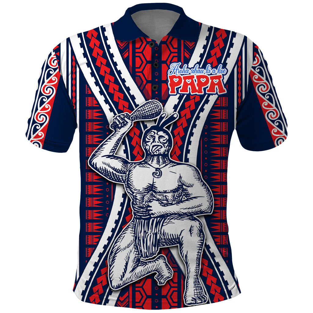 Aotearoa Fathers Day Gift For Dad Polo Shirt Aroha Ahau Ki A Koe Papa Maori Style Pattern LT9 Red - Polynesian Pride