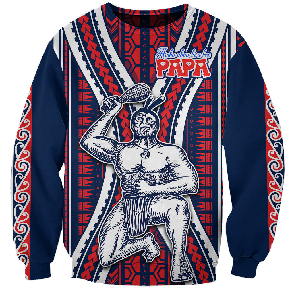 Aotearoa Father's Day Gift For Dad Sweatshirt Aroha Ahau Ki A Koe Papa - Maori Style Pattern LT9 Unisex Red - Polynesian Pride