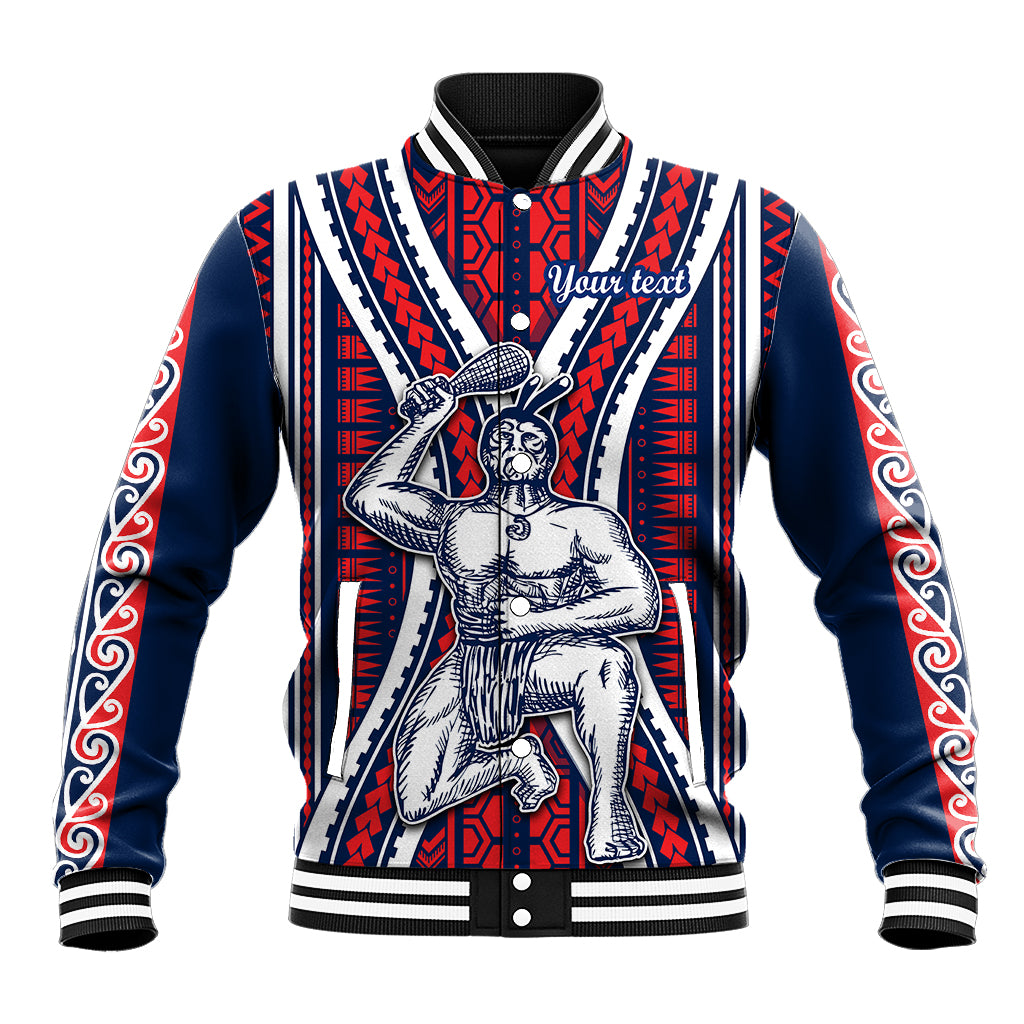 Personalised Aotearoa Father's Day Gift For Dad Baseball Jacket Aroha Ahau Ki A Koe Papa - Maori Style Pattern LT9 Unisex Red - Polynesian Pride