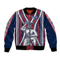 Personalised Aotearoa Father's Day Gift For Dad Bomber Jacket Aroha Ahau Ki A Koe Papa - Maori Style Pattern LT9 Unisex Red - Polynesian Pride