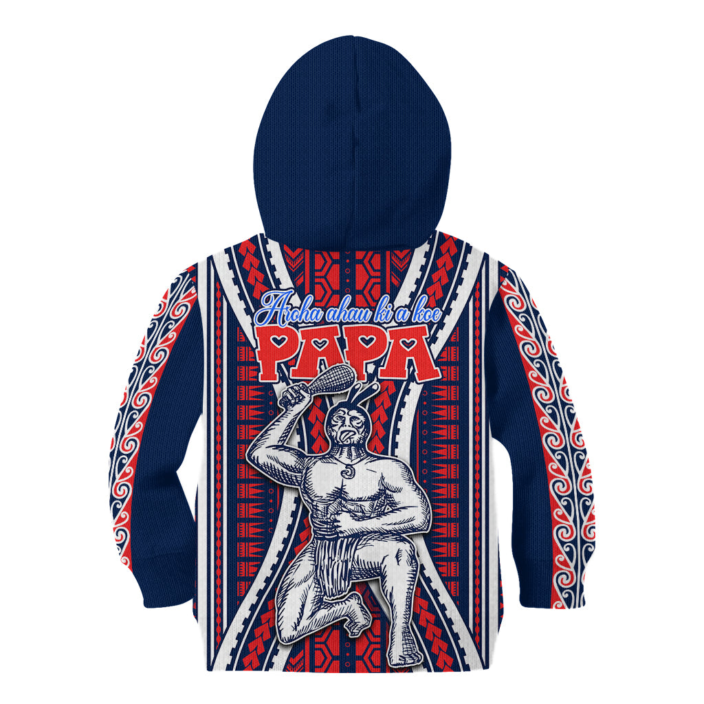 Personalised Aotearoa Father's Day Gift For Dad Kid Hoodie Aroha Ahau Ki A Koe Papa - Maori Style Pattern LT9 - Polynesian Pride