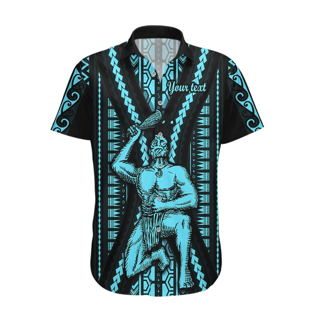 Personalised Aotearoa Father's Day Gift For Dad Hawaiian Shirt Aroha Ahau Ki A Koe Papa - Aqua Maori Style Pattern LT9 Aqua - Polynesian Pride