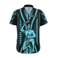 Personalised Aotearoa Father's Day Gift For Dad Hawaiian Shirt Aroha Ahau Ki A Koe Papa - Aqua Maori Style Pattern LT9 Aqua - Polynesian Pride