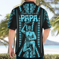Personalised Aotearoa Father's Day Gift For Dad Hawaiian Shirt Aroha Ahau Ki A Koe Papa - Aqua Maori Style Pattern LT9 - Polynesian Pride