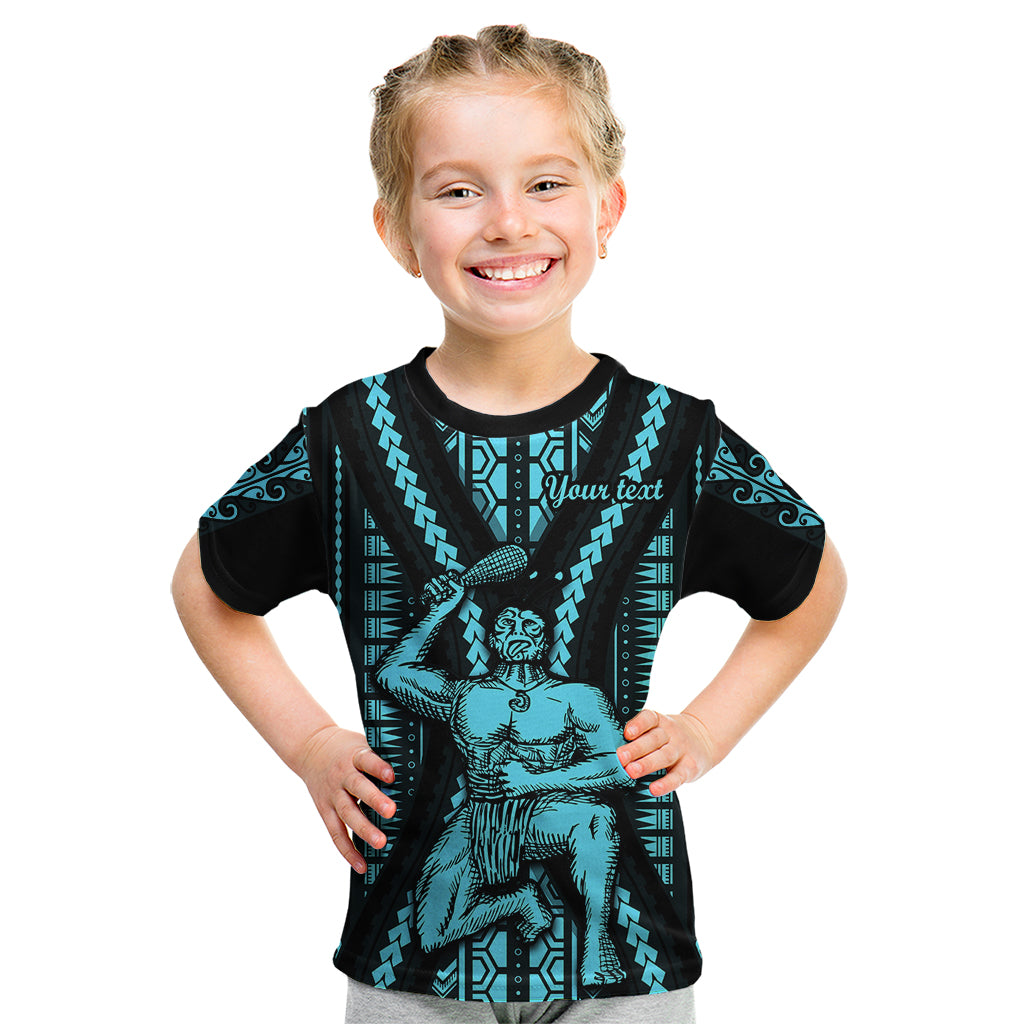 Personalised Aotearoa Father's Day Gift For Dad Kid T Shirt Aroha Ahau Ki A Koe Papa - Aqua Maori Style Pattern LT9 Aqua - Polynesian Pride