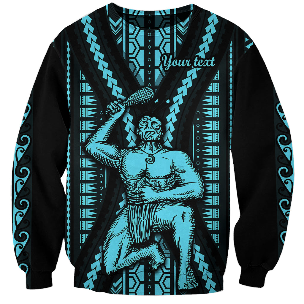 Personalised Aotearoa Father's Day Gift For Dad Sweatshirt Aroha Ahau Ki A Koe Papa - Aqua Maori Style Pattern LT9 Unisex Aqua - Polynesian Pride