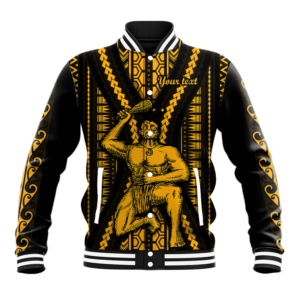 Personalised Aotearoa Father's Day Gift For Dad Baseball Jacket Aroha Ahau Ki A Koe Papa - Gold Maori Style Pattern LT9 Unisex Gold - Polynesian Pride