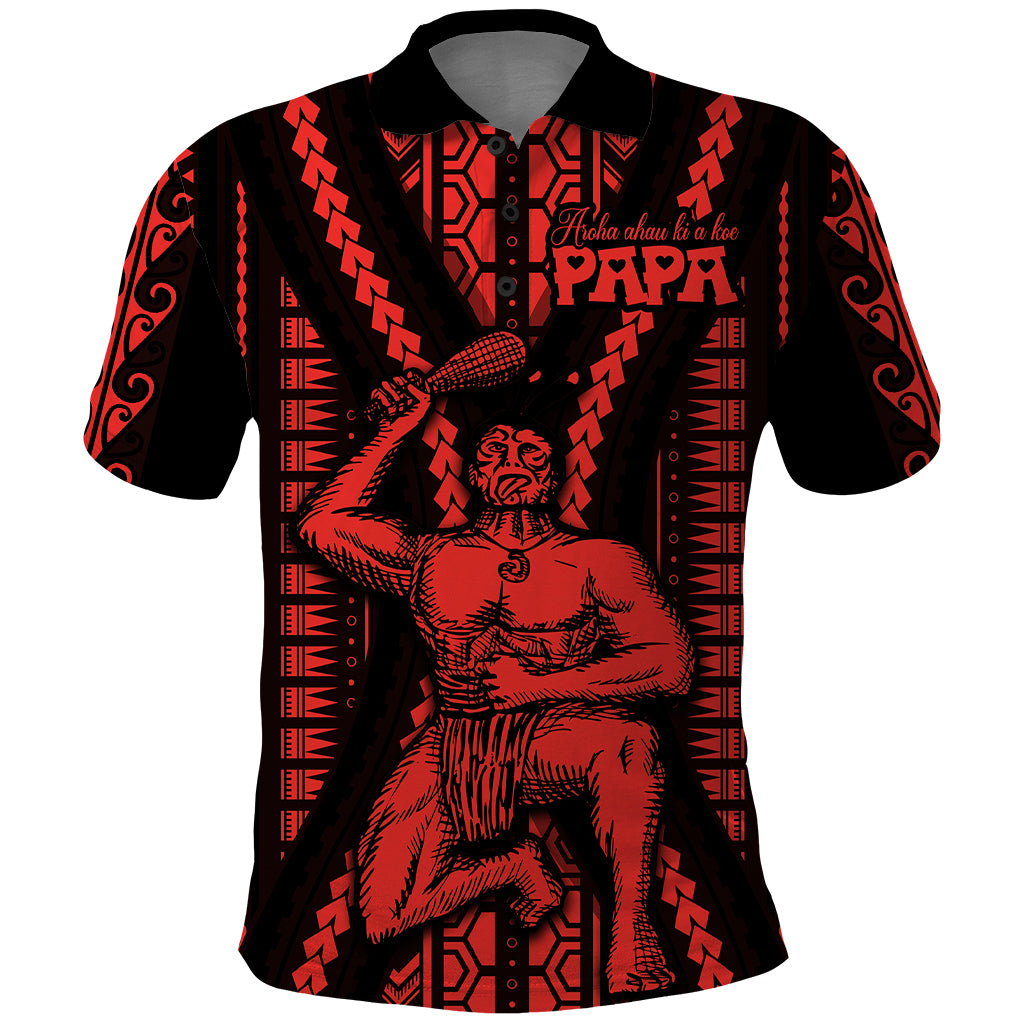 Maori Fathers Day New Zealand Polo Shirt Aroha Ahau Ki A Koe Papa Red LT9 Red - Polynesian Pride