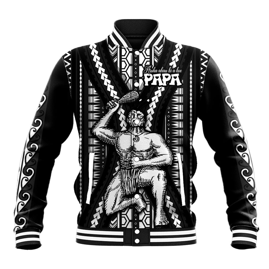 Maori Fathers Day New Zealand Baseball Jacket Aroha Ahau Ki A Koe Papa - Black LT9 Unisex Black - Polynesian Pride