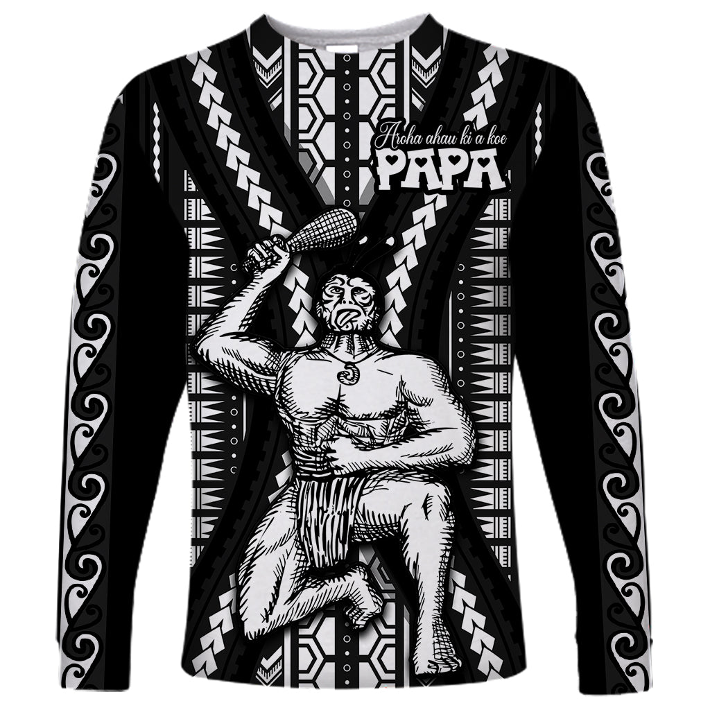 Maori Fathers Day New Zealand Long Sleeve Shirt Aroha Ahau Ki A Koe Papa - Black LT9 Unisex Black - Polynesian Pride