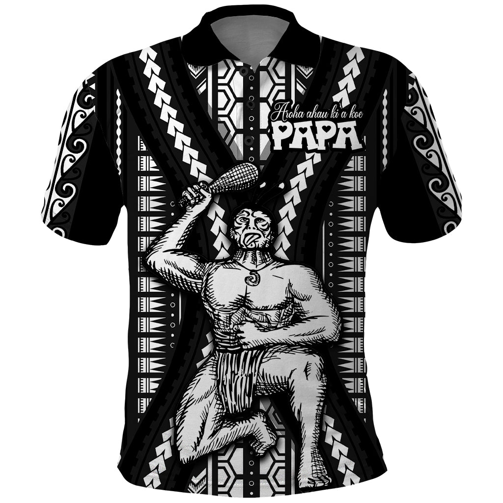 Maori Fathers Day New Zealand Polo Shirt Aroha Ahau Ki A Koe Papa Black LT9 Black - Polynesian Pride