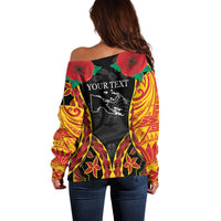 Personalised Papua New Guinea Remembrance Day Off Shoulder Sweater LT9 - Polynesian Pride
