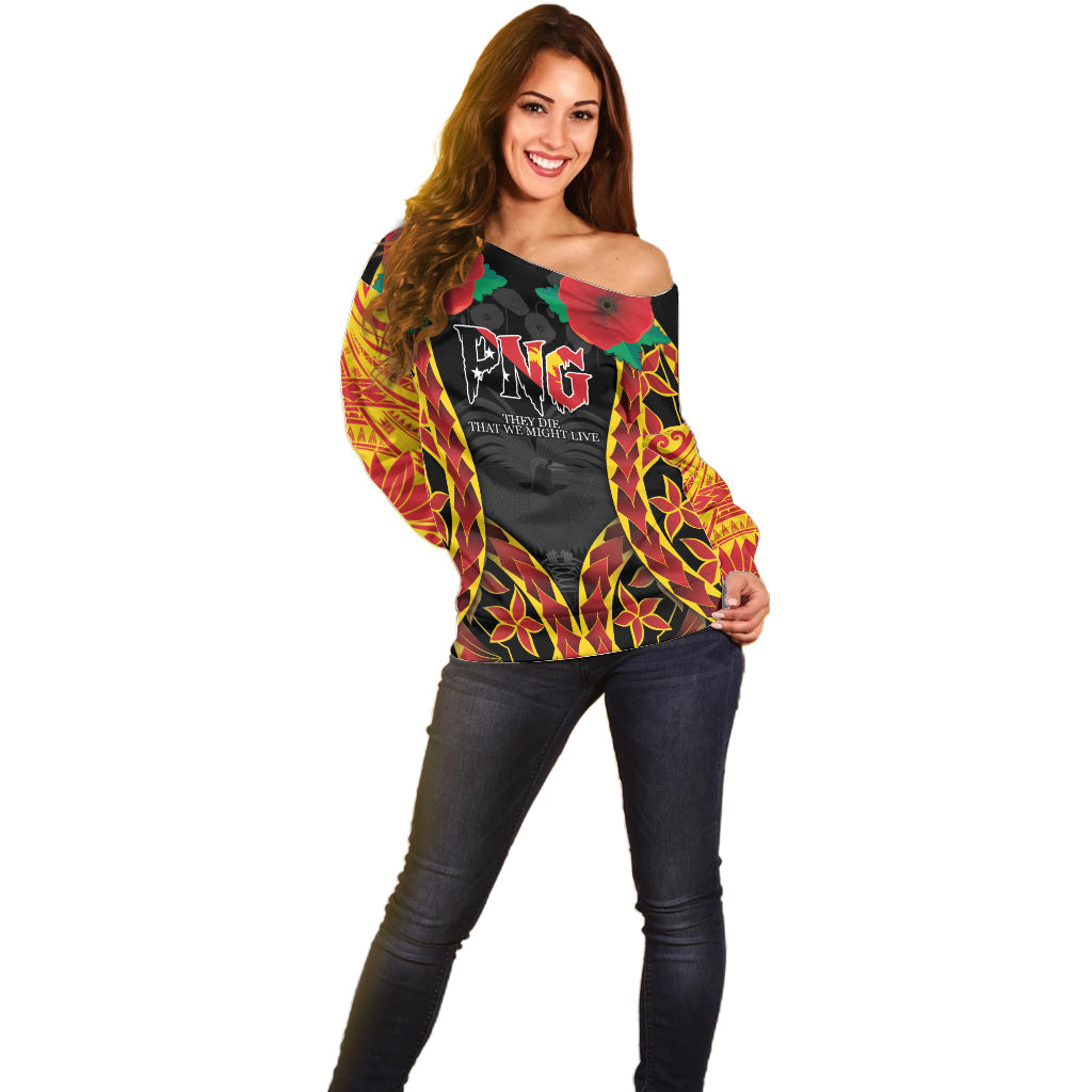 Personalised Papua New Guinea Remembrance Day Off Shoulder Sweater LT9 - Polynesian Pride