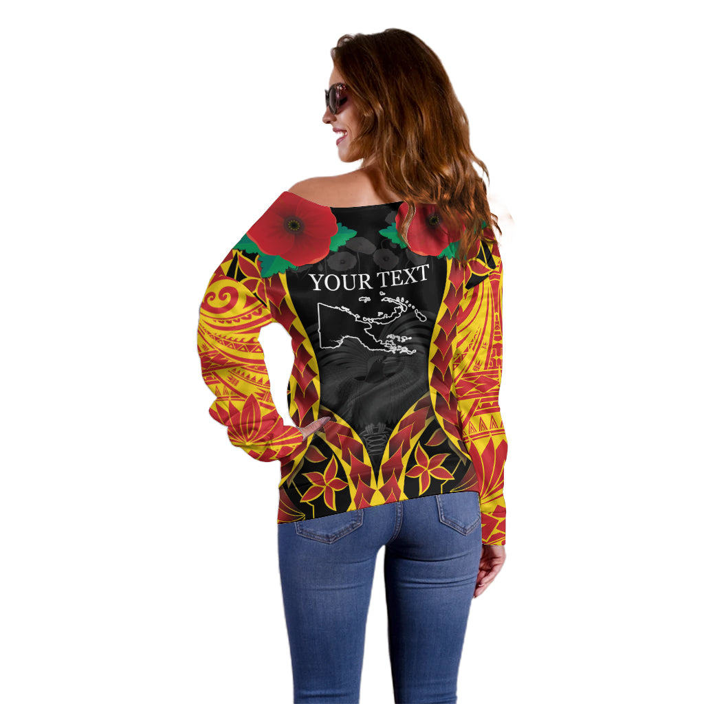 Personalised Papua New Guinea Remembrance Day Off Shoulder Sweater LT9 - Polynesian Pride