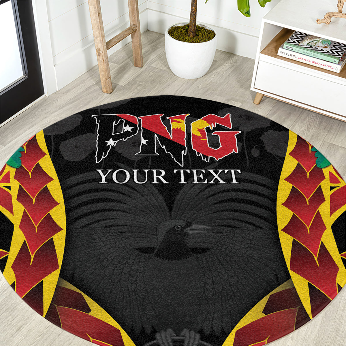 Personalised Papua New Guinea Remembrance Day Round Carpet LT9 Red - Polynesian Pride