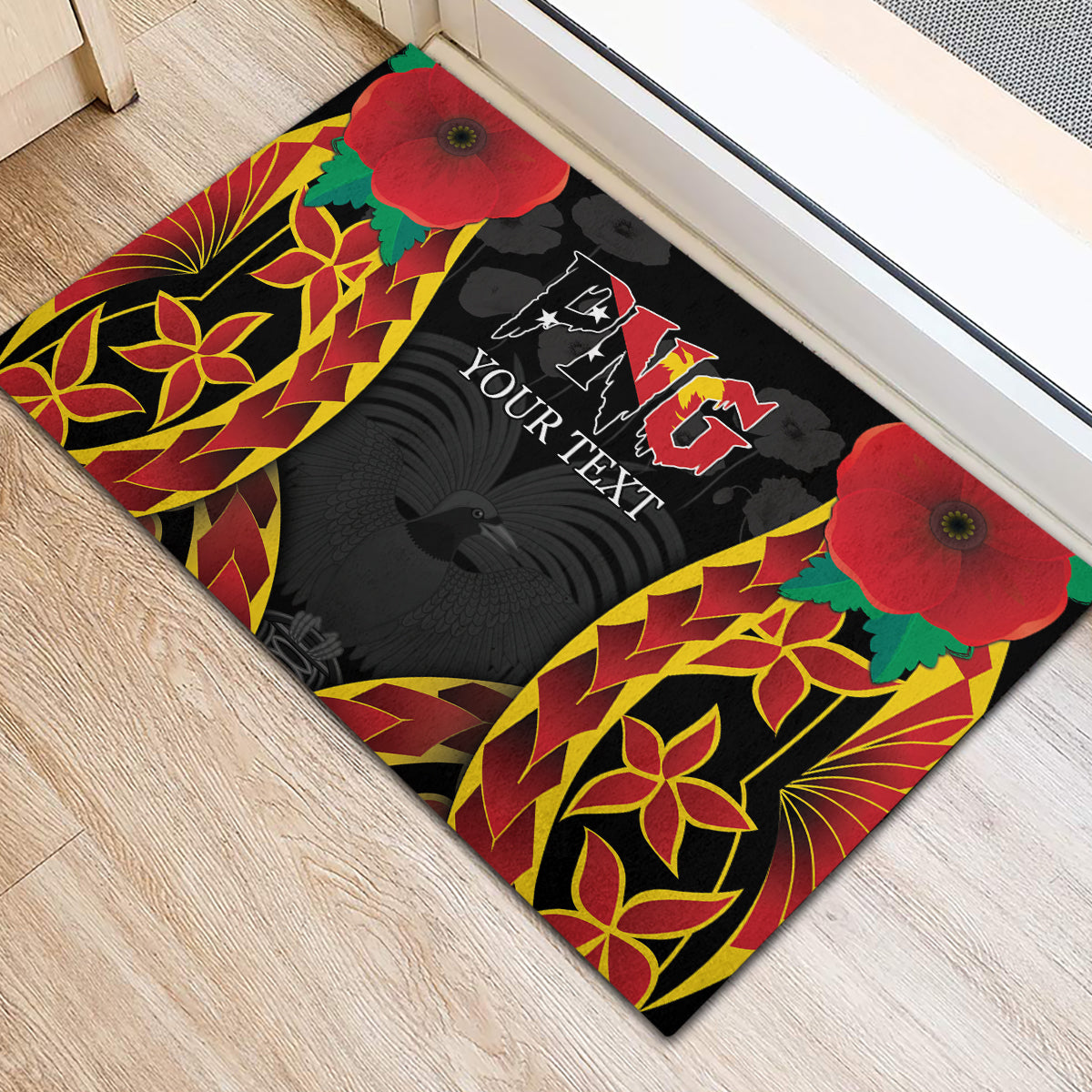 Personalised Papua New Guinea Remembrance Day Rubber Doormat LT9 - Polynesian Pride