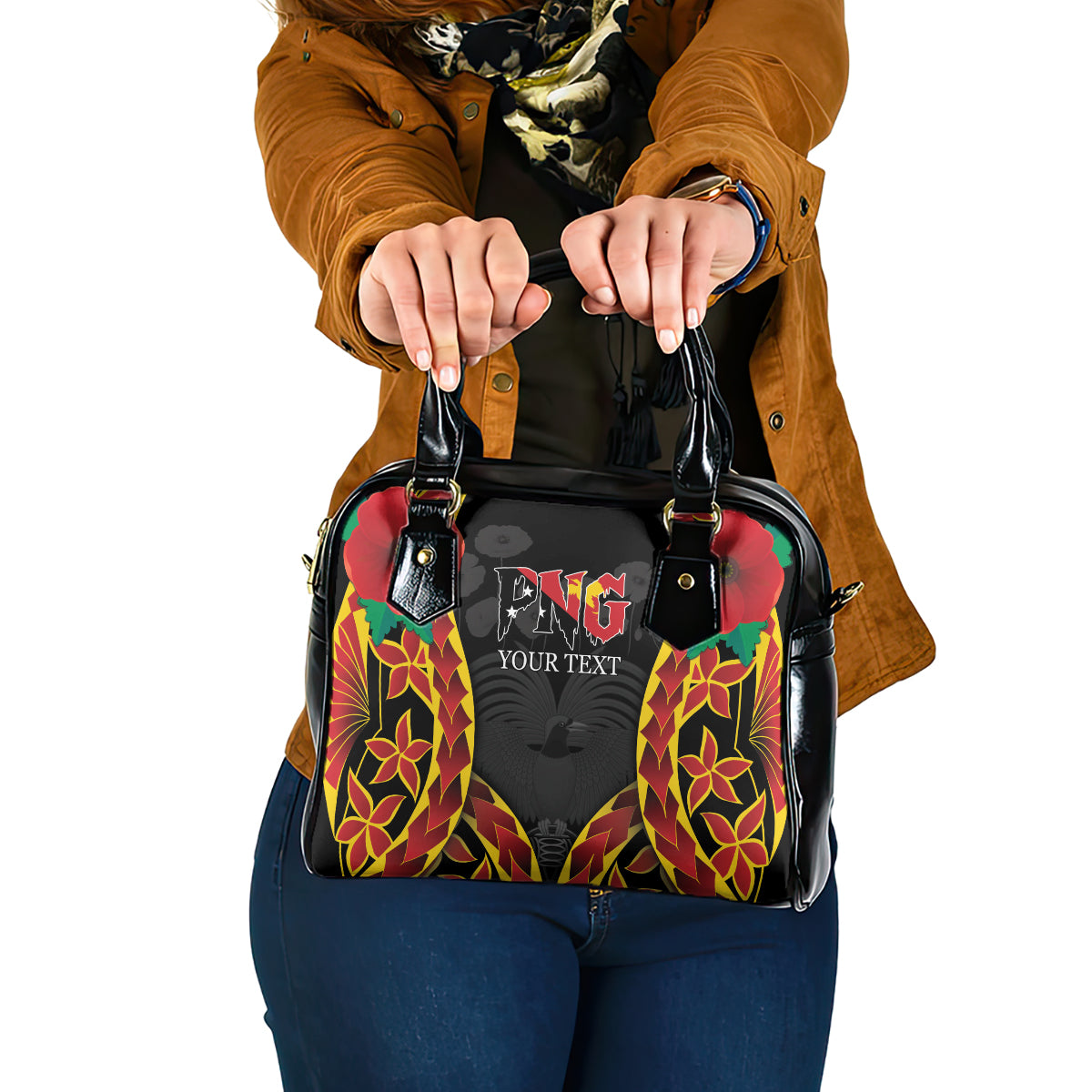 Personalised Papua New Guinea Remembrance Day Shoulder Handbag LT9 One Size Red - Polynesian Pride