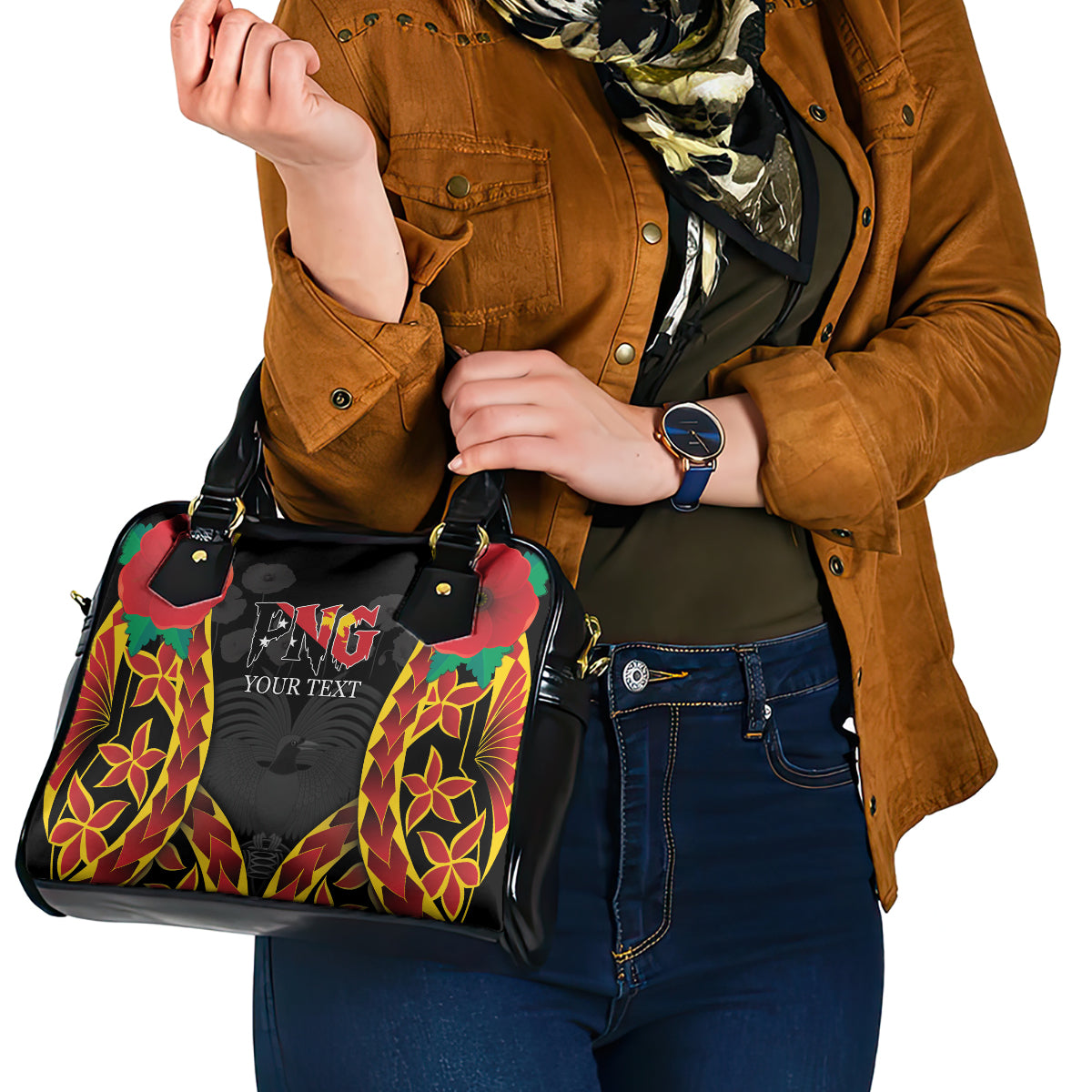 Personalised Papua New Guinea Remembrance Day Shoulder Handbag LT9 - Polynesian Pride