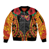 Personalised Papua New Guinea Remembrance Day Sleeve Zip Bomber Jacket LT9 Unisex Red - Polynesian Pride