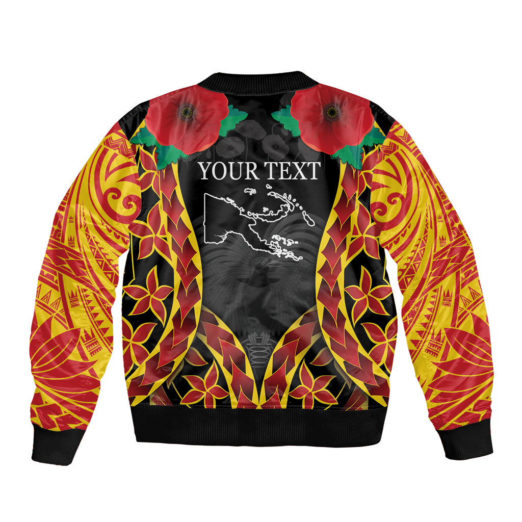 Personalised Papua New Guinea Remembrance Day Sleeve Zip Bomber Jacket LT9 - Polynesian Pride