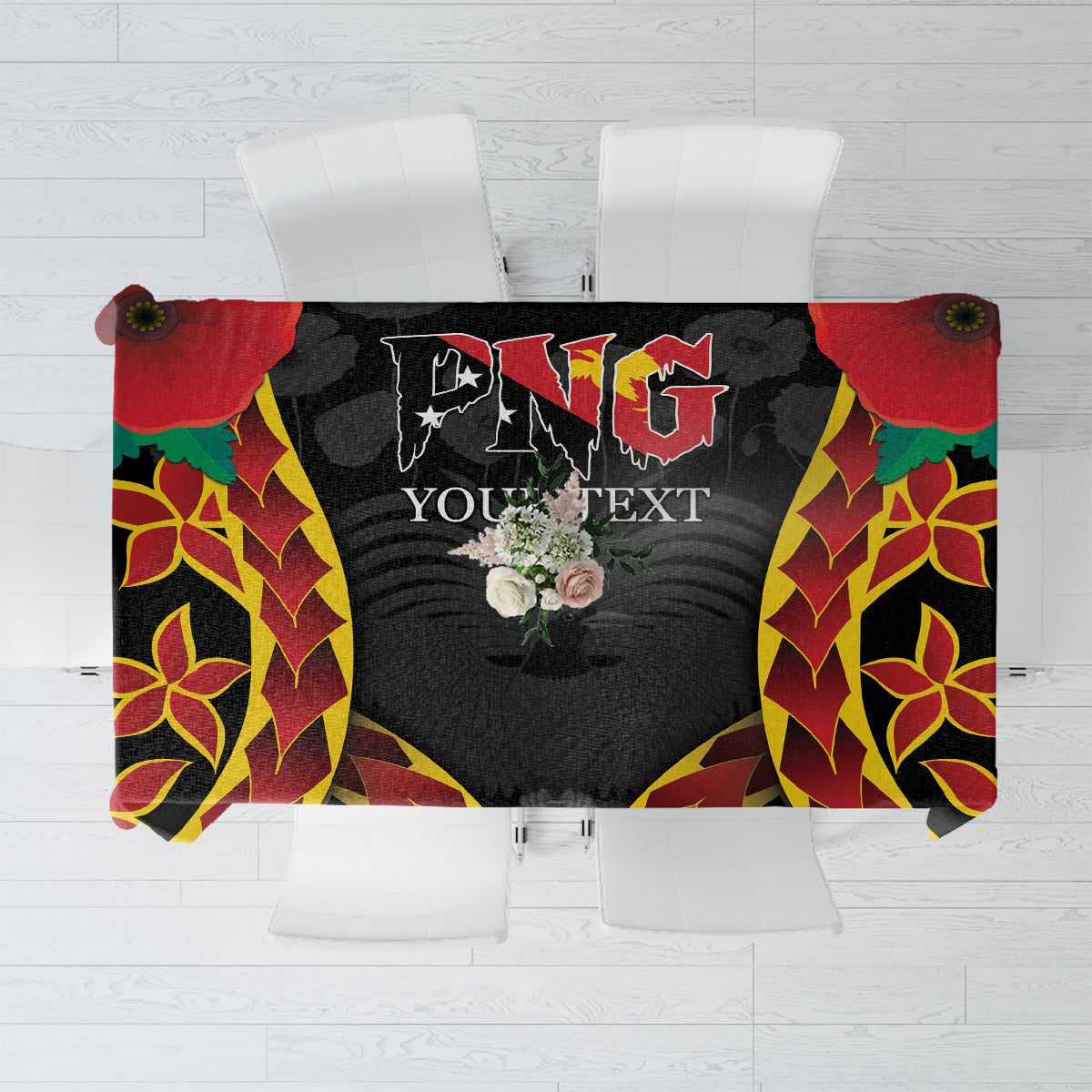Personalised Papua New Guinea Remembrance Day Tablecloth LT9 Red - Polynesian Pride