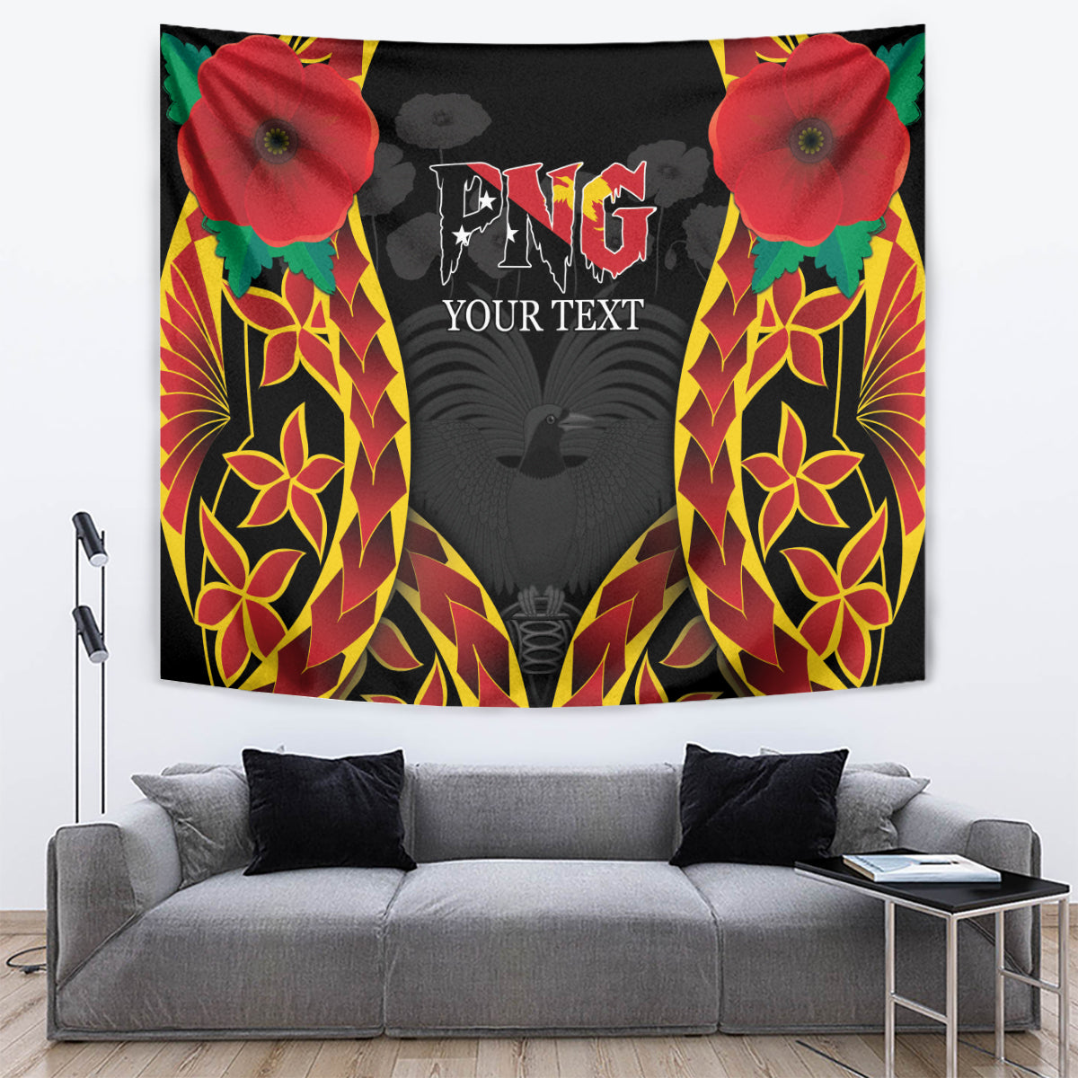 Personalised Papua New Guinea Remembrance Day Tapestry LT9 Red - Polynesian Pride