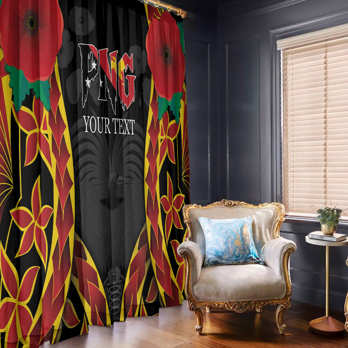 Personalised Papua New Guinea Remembrance Day Window Curtain LT9 - Polynesian Pride