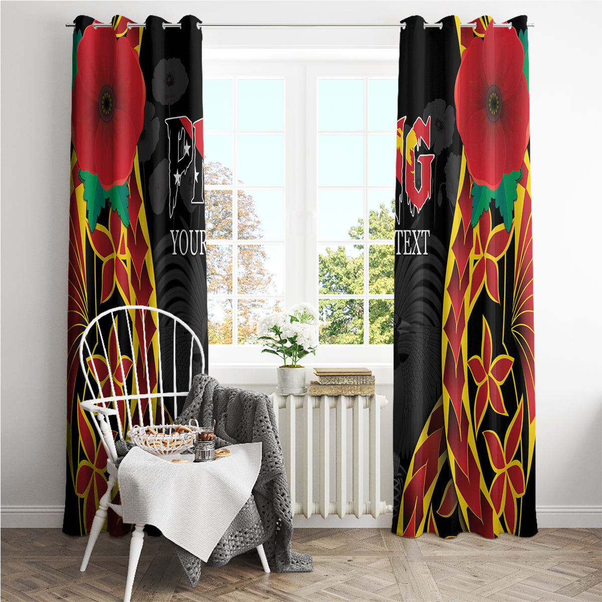 Personalised Papua New Guinea Remembrance Day Window Curtain LT9 - Polynesian Pride