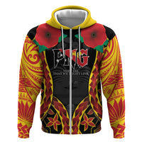 Personalised Papua New Guinea Remembrance Day Zip Hoodie LT9 Zip Hoodie Red - Polynesian Pride
