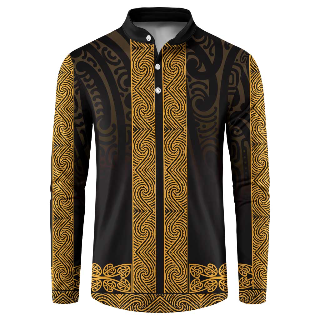 New Zealand Maori Kowhaiwhai Button Sweatshirt Karaka Maui and Mangopare LT9 Gold - Polynesian Pride